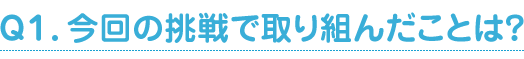 Ｑ１．今回の挑戦で取り組んだことは？